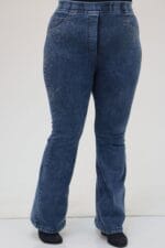 9202 Büyük Beden Beli Lastikli Taş Detaylı Kot Pantolon - Lacivert - Large Moda - Görsel 5