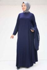 57203 Büyük Beden Sandy-Pul Payet Yelek-Elbise - Lacivert - Large Moda - Görsel 5