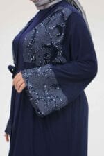 57203 Büyük Beden Sandy-Pul Payet Yelek-Elbise - Lacivert - Large Moda - Görsel 2