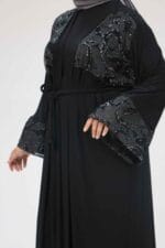 57203 Büyük Beden Sandy-Pul Payet Yelek-Elbise - Siyah - Large Moda - Görsel 2