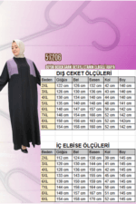 Büyük Beden Garni Detaylı Etamin Elbiseli Abaya - Siyah-Vizon - 57206 - Görsel 3