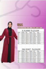 Büyük Beden Patı Garnili Etamin Elbiseli Abaya - Bordo-Siyah - 57204 - Görsel 3