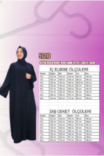 57210 Büyük Beden Renge Renk Garni Detaylı Abaya Takım - Siyah - Large Moda - Görsel 3