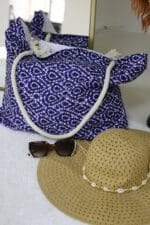Büyük Plaj Çantası - Damla Desen Saks - 102 - Görsel 2