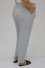 59020 Büyük Beden Beli Lastikli Müslin Dar Paça Pantolon - Gri - Large Moda - Görsel 5