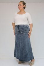 45010 Büyük Beden Parçalı Model Kot Etek - Soğuk Mavi - Large Moda - Görsel 2