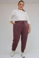 Büyük Beden Paçası Çıma Detaylı Modal Pantolon - Gül Kurusu - 59028 - Görsel 4