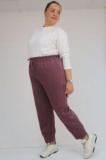 Büyük Beden Paçası Çıma Detaylı Modal Pantolon - Gül Kurusu - 59028 - Görsel 5
