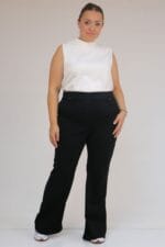 Büyük Beden İspanyol Paça Kot Pantolon - Siyah - 9137-20 - Görsel 2