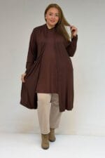 58506 Büyük Beden Taş Baskılı Penye İçlik - Kahve - Large Moda - Görsel 5