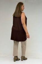 58506 Büyük Beden Taş Baskılı Penye İçlik - Kahve - Large Moda - Görsel 7