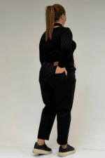 Büyük Beden Boy Friend Kot Pantolon - Menanj Siyah - 9125-6 - Görsel 4