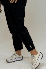 Büyük Beden Paçası Taş Detaylı Boyfriend Kot Pantolon - Siyah - 59045 - Görsel 2