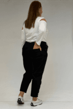 Büyük Beden Paçası Taş Detaylı Boyfriend Kot Pantolon - Siyah - 59045 - Görsel 4