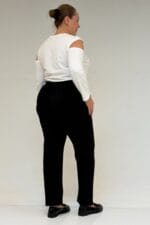 Büyük Beden Yüksek Bel Lastikli Çelik Pantolon - Siyah - 59043 - Görsel 5