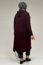Büyük Beden Fermuarlı Penye Kap - Bordo - 33008 - Görsel 5