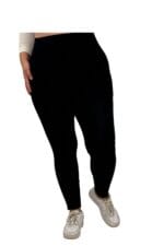 59501 Büyük Beden Penye Tayt - Siyah - Large Moda - Görsel 5