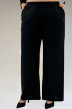 67302 Büyük Beden Üçlü Sandy - Şifon Pantolonlu Takım - Siyah - Large Moda - Görsel 6