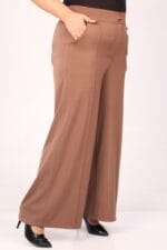 39037 Büyük Beden Aspen Beli Lastikli Pantolon - Vizon - Large Moda - Görsel 3