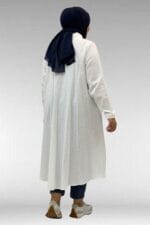 Büyük Beden Mevlana Kesim Müslin Gömlek - Ekru - 58093 - Görsel 6