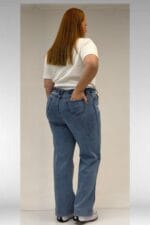 59024 Büyük Beden Paçasında Taş Detaylı Kot Pantolon - Açık Mavi - Large Moda - Görsel 3