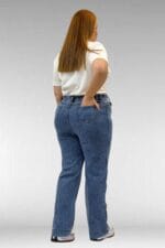 59024 Büyük Beden Paçasında Taş Detaylı Kot Pantolon - Açık Mavi - Large Moda - Görsel 5