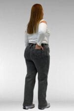 59024 Büyük Beden Paçasında Taş Detaylı Kot Pantolon - Antrasit - Large Moda - Görsel 6