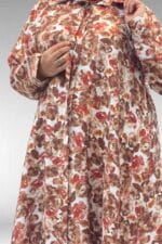 68015 Büyük Beden Mevlana Kesim Mango Gömlek - Çiçek Desenli Kahve - Large Moda - Görsel 2