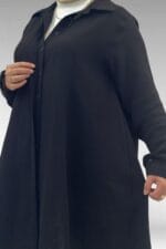 58093 Büyük Beden Mevlana Kesim Müslin Gömlek - Siyah - Large Moda - Görsel 2