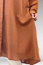 58093 Büyük Beden Mevlana Kesim Müslin Gömlek - Tarçın - Large Moda - Görsel 2