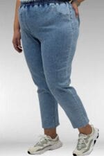 69002 Büyük Beden Beli Lastikli Darpaça Uzun Kot Pantolon - Açık Mavi - Large Moda - Görsel 6