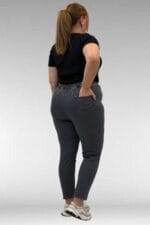 Büyük Beden Beli Lastikli Darpaça Uzun Kot Pantolon - Koyu Gri - 69002 - Görsel 6