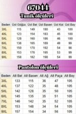 Büyük Beden Asimetrik Kesim Pantolonlu Müslin Takım - nefti - 67044 - Görsel 3