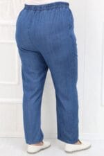 Büyük Beden Dar Paça Kot Pantolon-Koyu Mavi - 29001 - Görsel 5