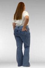 69004 Büyük Beden Yanları Taşlı İspanyol Kot Pantolon - Mavi - Large Moda - Görsel 5