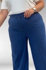 Büyük Beden Beli Lastikli Bolpaça Kot Pantolon - Açık Mavi - 9182-9 - Görsel 2
