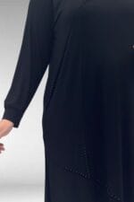 68005 Büyük Beden İnci Çakma Detaylı Penye Tunik - Siyah - Large Moda - Görsel 2