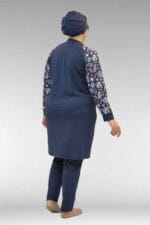 1732 Büyük Beden Balıkçı Yaka Fermuarlı Mayo - Karışık Desen Laci-Laci - Large Moda - Görsel 6