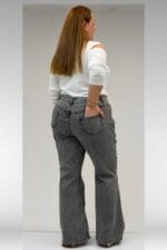 69004 Büyük Beden Yanları Taşlı İspanyol Kot Pantolon - Siyah - Large Moda - Görsel 5
