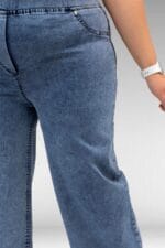 9182-10 Büyük Beden Bolpaça Beli Lastikli Kot Pantolon - Kar Yıkama Lacivert - Large Moda - Görsel 2