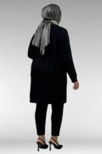Büyük Beden Yıldız Taş Baskılı Penye Tunik - Siyah - 68027 - Görsel 6