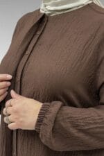 Büyük Beden Patlı Ferace - Kahve - 66005 - Görsel 2