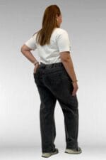 Büyük Beden Beli Lastikli Cep Görünümlü Taşlı Kot Pantolon - Siyah - 69001 - Görsel 14