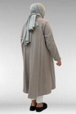 Büyük Beden Mevlana Kesim Müslin Gömlek - Vizon - 58093 - Görsel 6