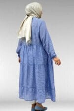 Büyük Beden Eteği Parçalı Pitikare Tunik - Pitikare Saks - 68041 - Görsel 5