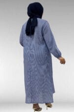 Büyük Beden Kolu Lastikli Pitikare Tunik - Pitikare Saks - 68042 - Görsel 4