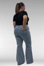 Büyük Beden İspanyol Paça Kot Pantolon - Kar Yıkama Buz Mavi - 9137-22 - Görsel 5