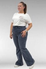 9137-22 Büyük Beden İspanyol Paça Kot Pantolon - Kar Yıkama Lacivert - Large Moda - Görsel 4