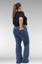 9137-22 Büyük Beden İspanyol Paça Kot Pantolon - Kar Yıkama Mavi - Large Moda - Görsel 5