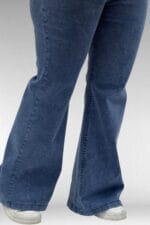 9137-22 Büyük Beden İspanyol Paça Kot Pantolon - Kar Yıkama Mavi - Large Moda - Görsel 4